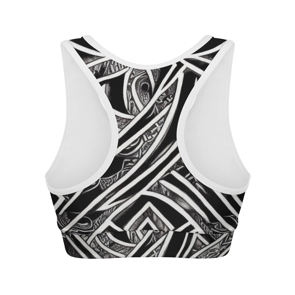 Black and White Polynesian Women Sports Bras