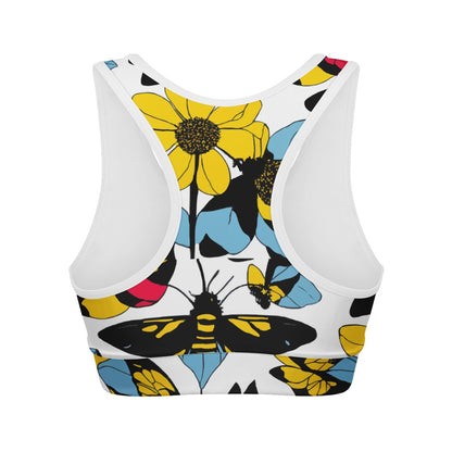 Bees and Sunflowers Women Sports Bras