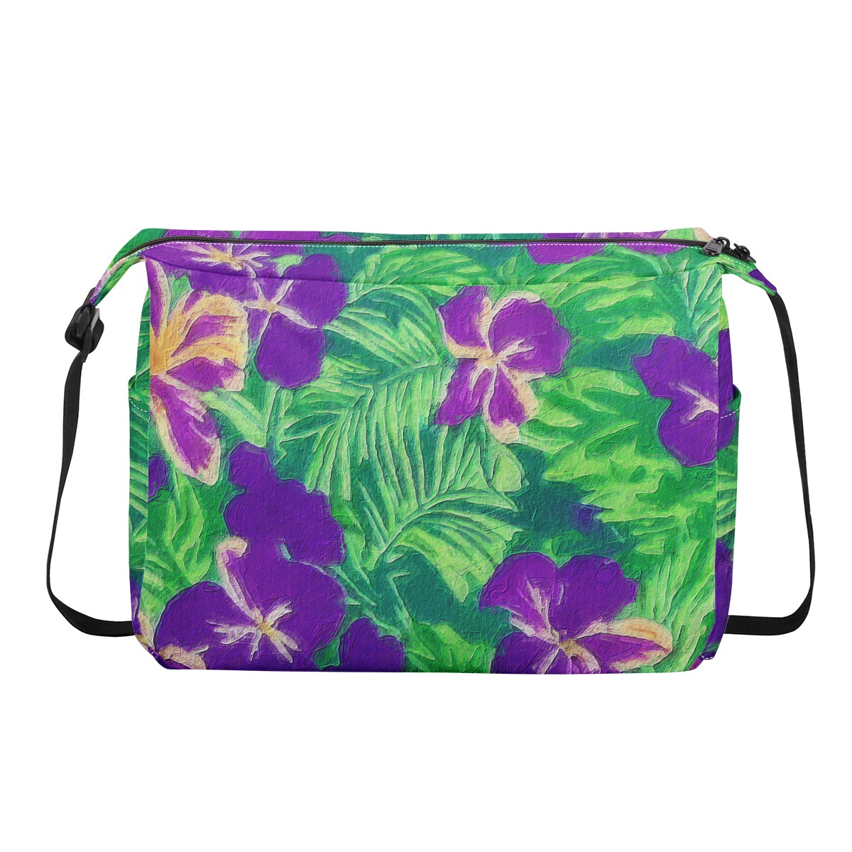 Blue Flag Iris on Green New Messenger Bag - Luxtrini, LLC