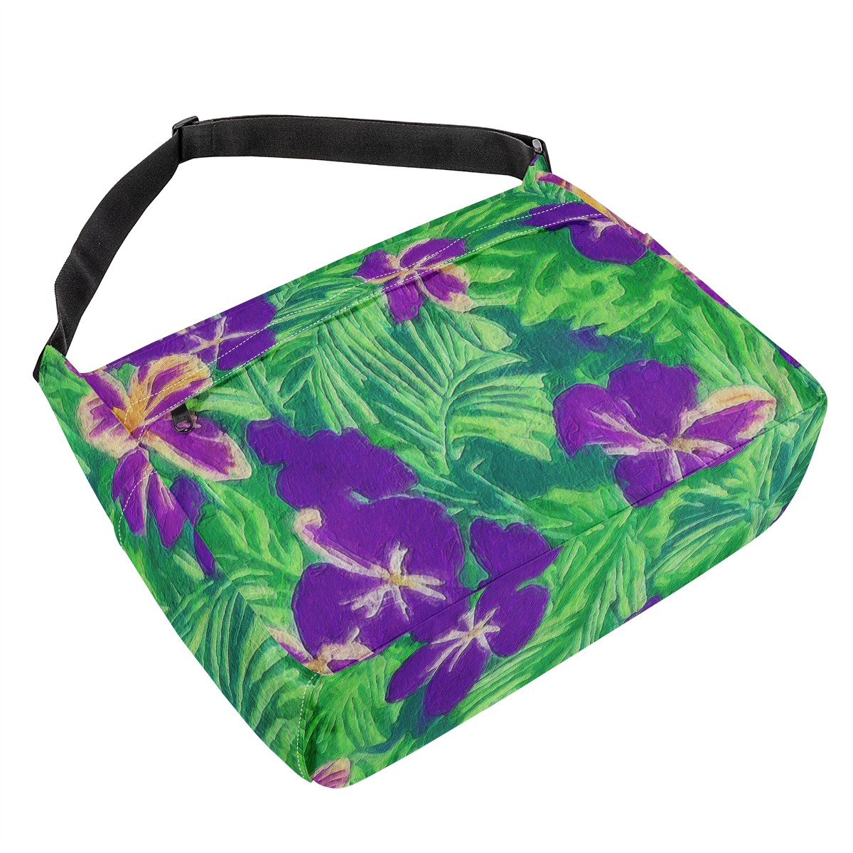 Blue Flag Iris on Green New Messenger Bag - Luxtrini, LLC