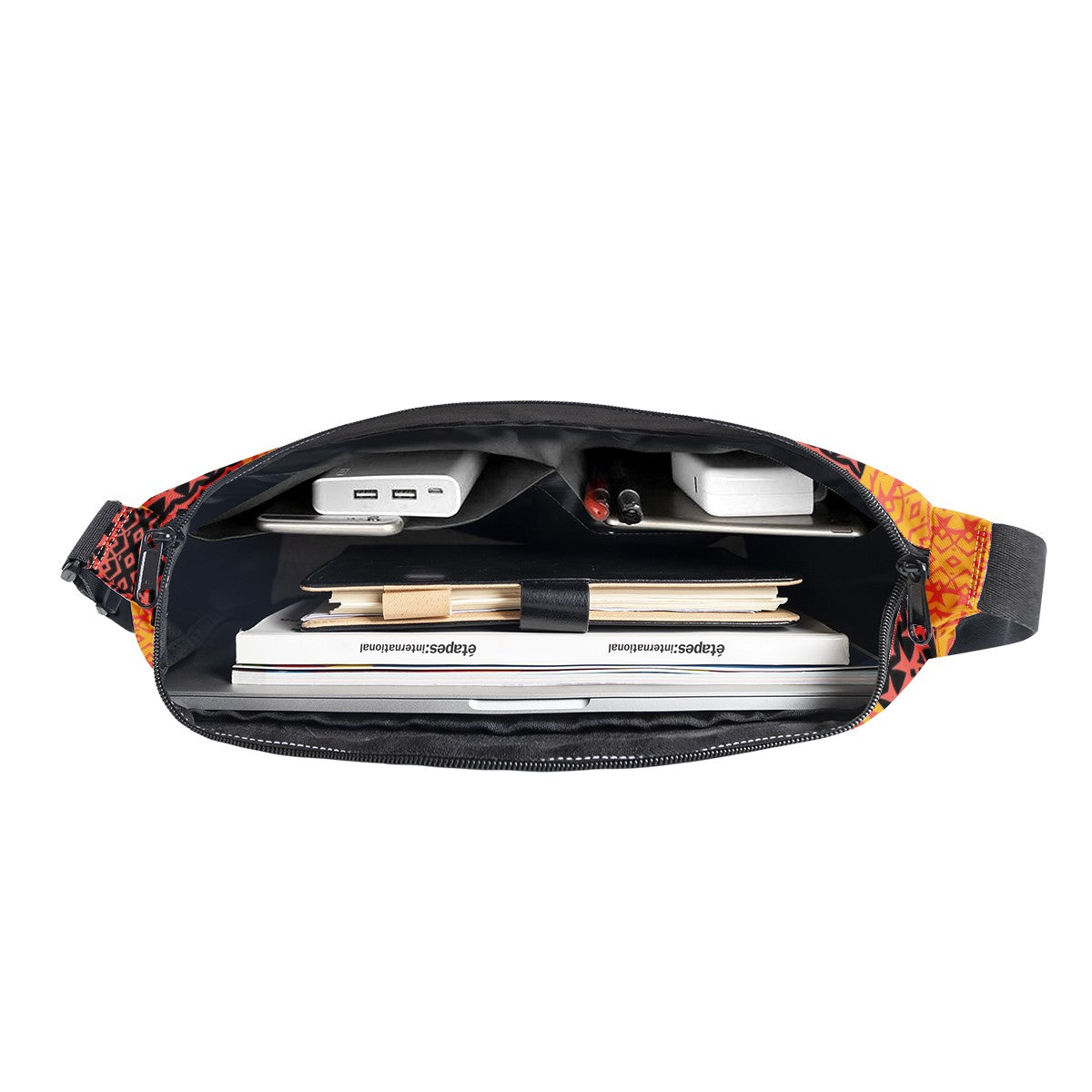 Black and Orange Tribal Design New Messenger Bag