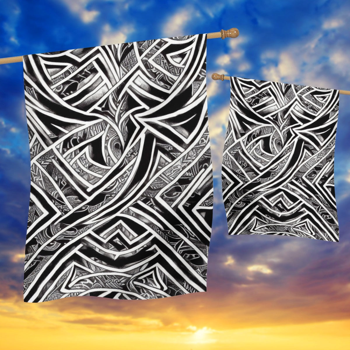 Black and White Polynesian House Flags