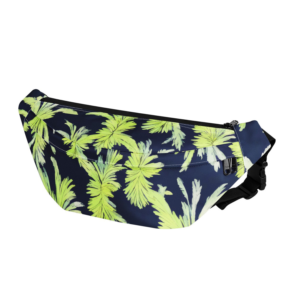 Palm Fronds - Lime Green and Black - Large Fanny Pack