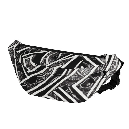 Black and White Polynesian Large Fanny Bag