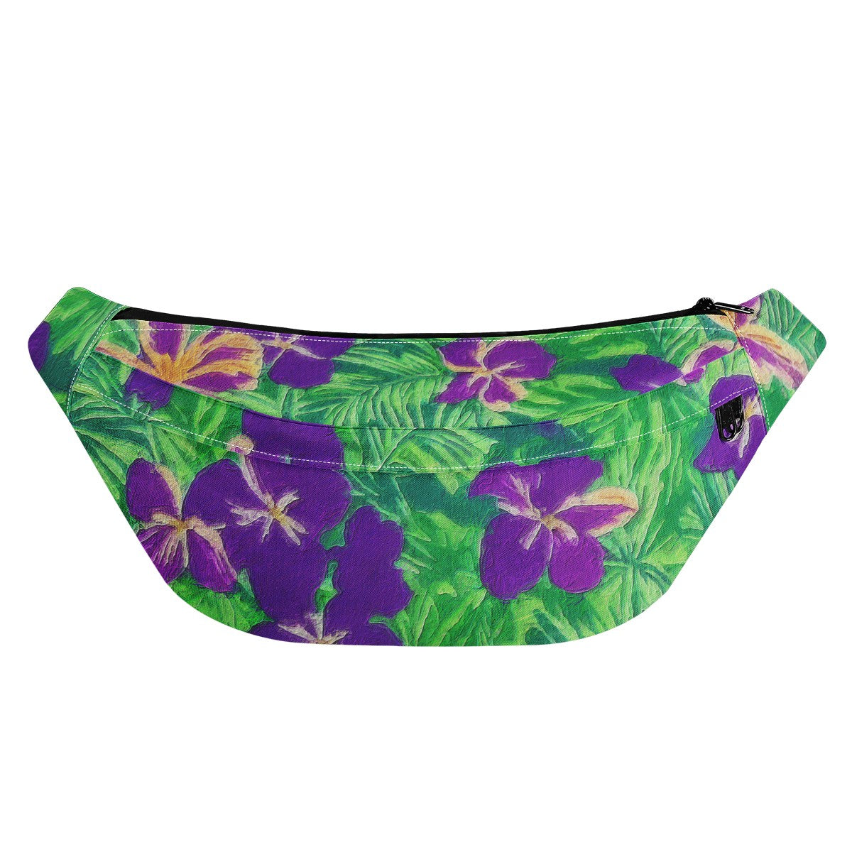 Blue Flag Iris on Green Large Fanny Bag - Luxtrini, LLC