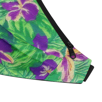 Blue Flag Iris on Green Large Fanny Bag - Luxtrini, LLC