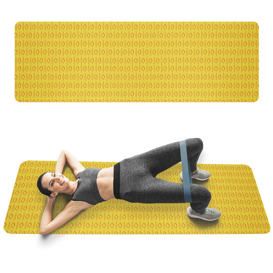 African Mud Print #14 Yellow Yoga Mat Women ONESIZE