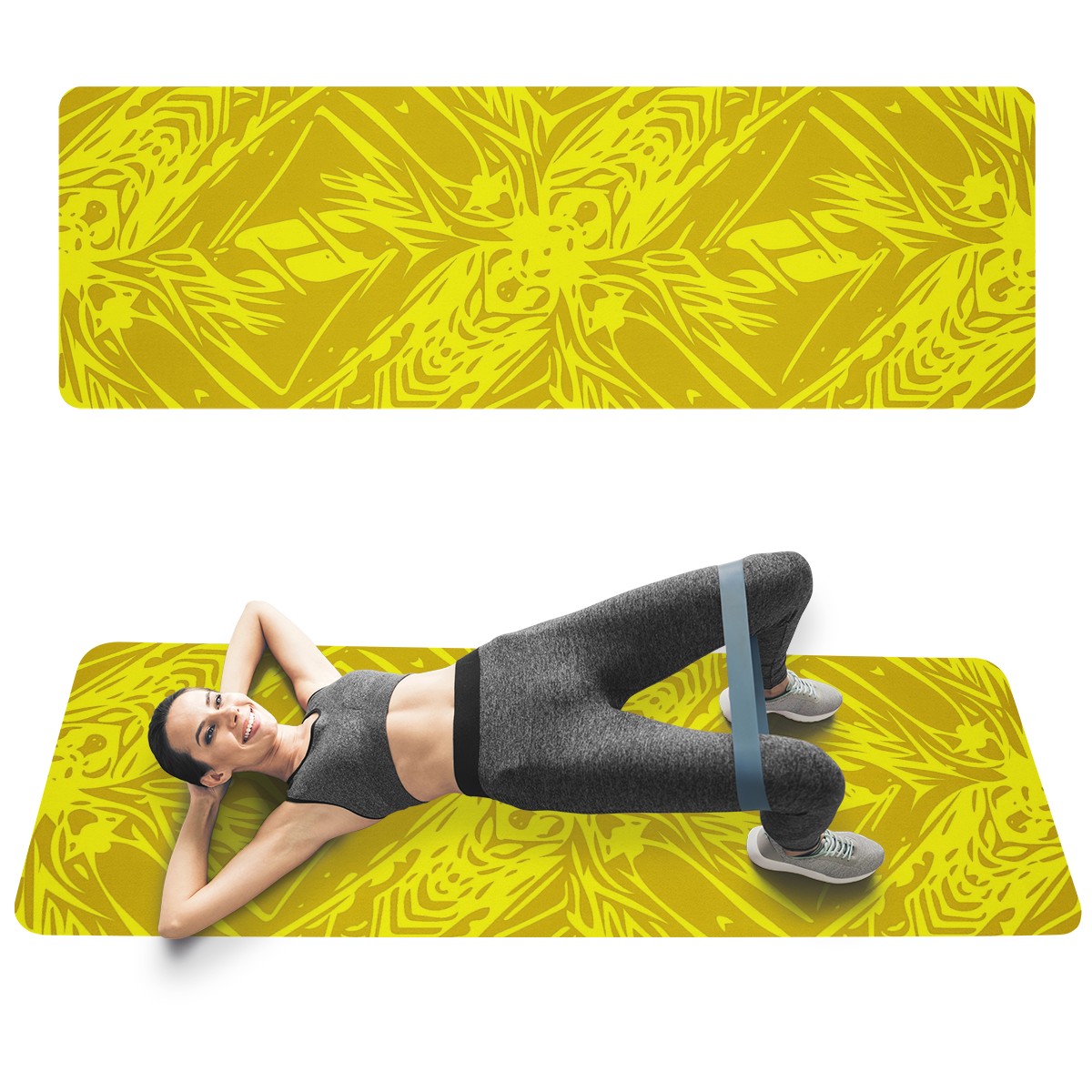 Yellow Fern Vector Abstract Yoga Mat