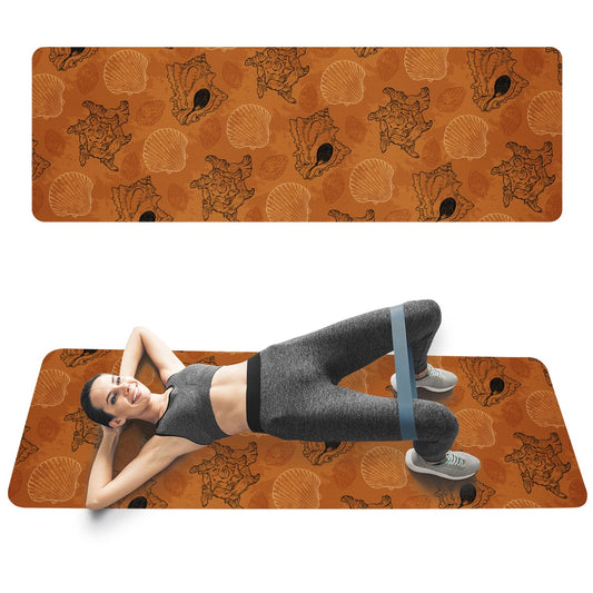 Sea Shell Ocean Design in Orange Yoga Mat