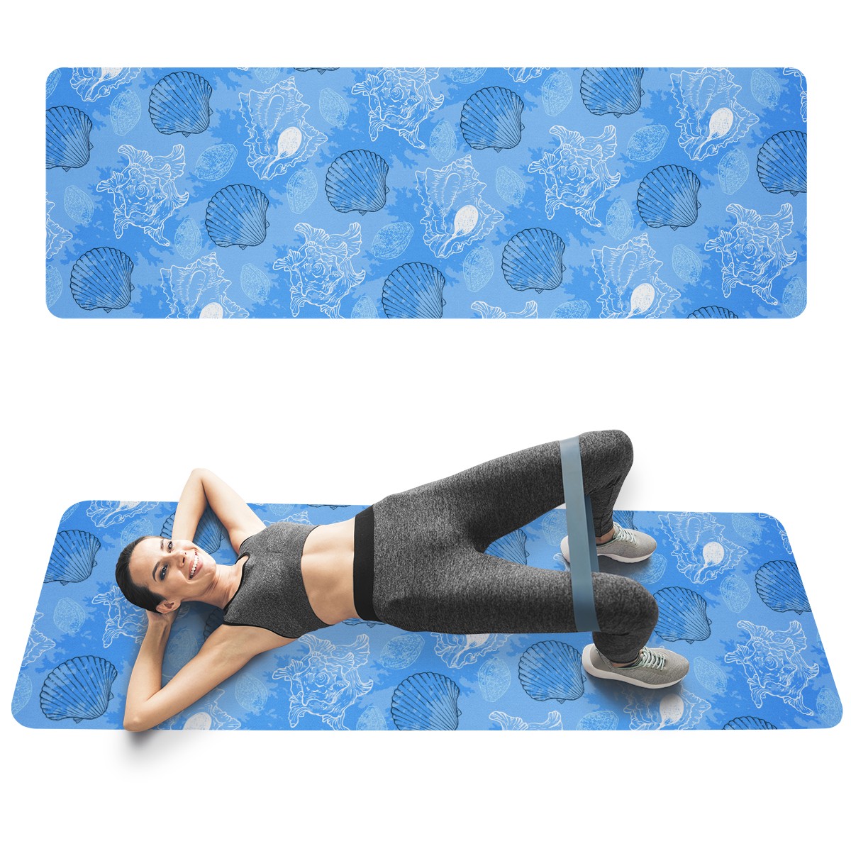 Blue Seashell Ocean Yoga Mat