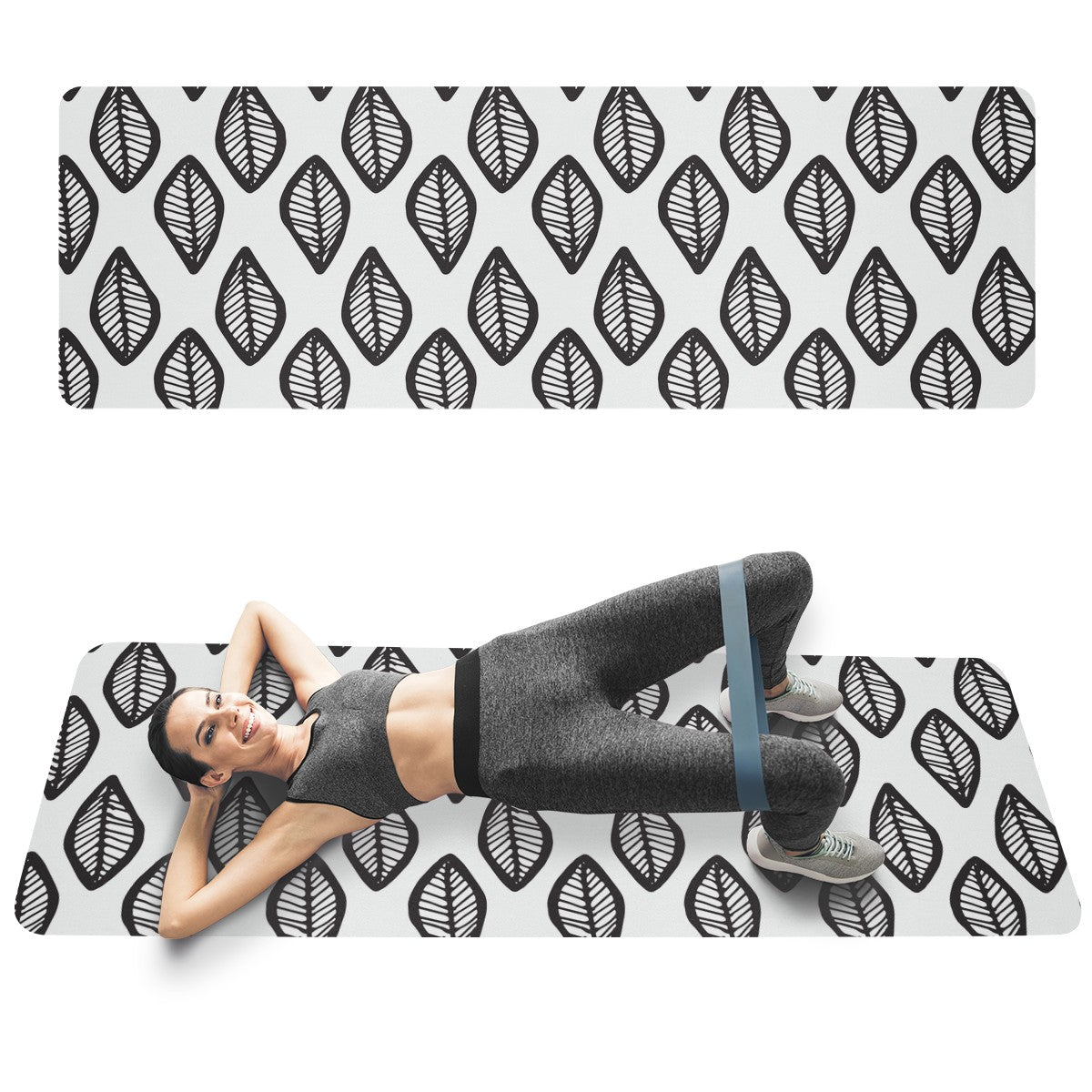 African Mud Print #16 Black and White Yoga Mat Women ONESIZE White