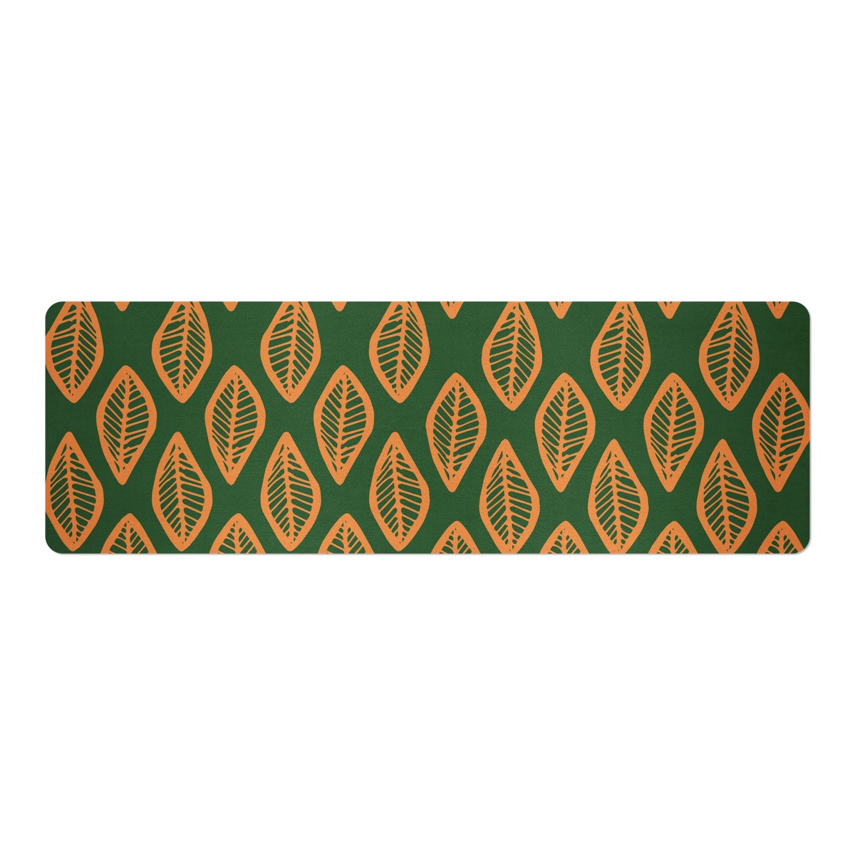 African Mud Cloth #16 Green and Orange Yoga Mat