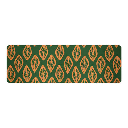 African Mud Cloth #16 Green and Orange Yoga Mat