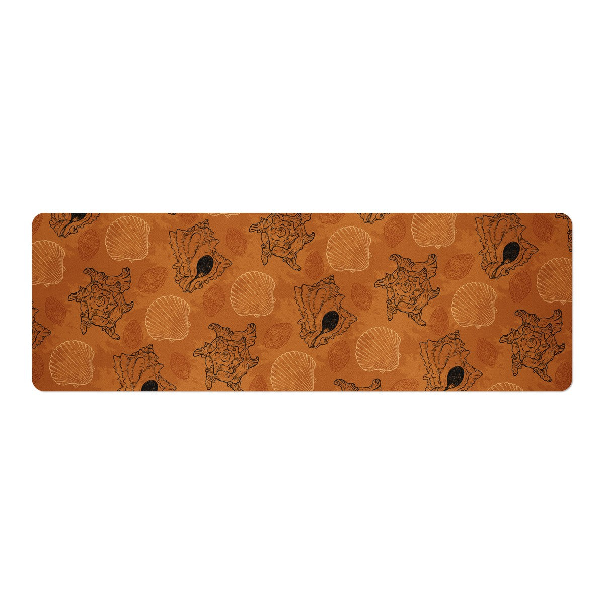 Sea Shell Ocean Design in Orange Yoga Mat