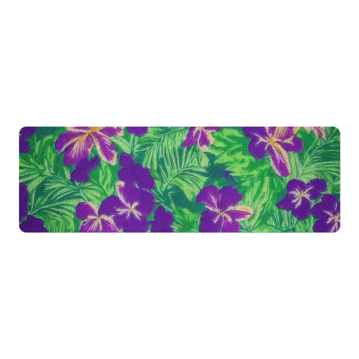 Blue Flag Iris on Green Yoga Mat - Luxtrini, LLC