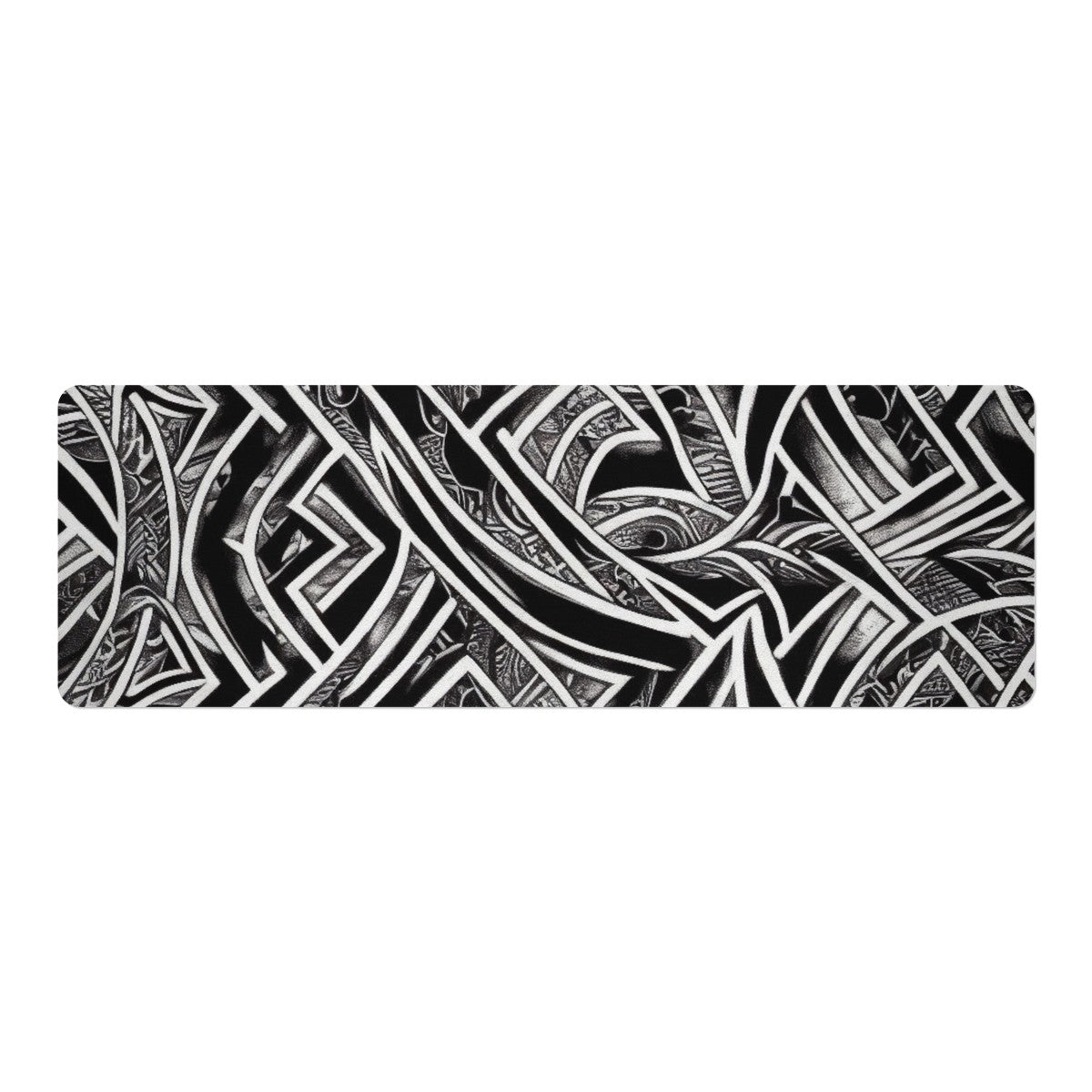 Black and White Polynesian Yoga Mat