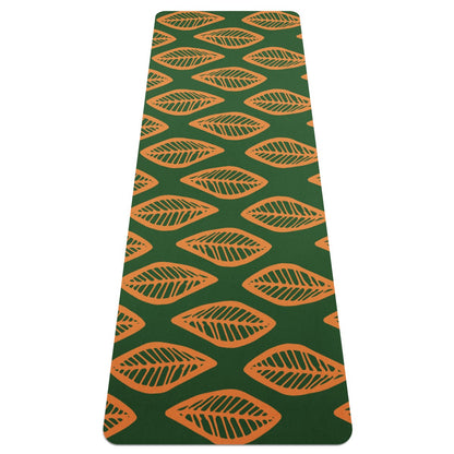 African Mud Cloth #16 Green and Orange Yoga Mat