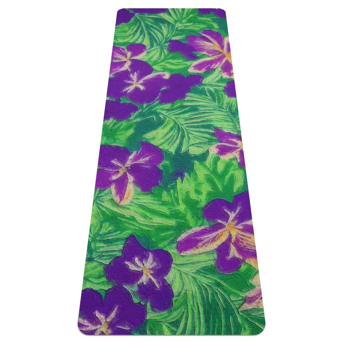 Blue Flag Iris on Green Yoga Mat - Luxtrini, LLC