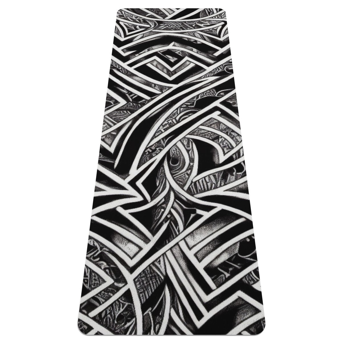 Black and White Polynesian Yoga Mat