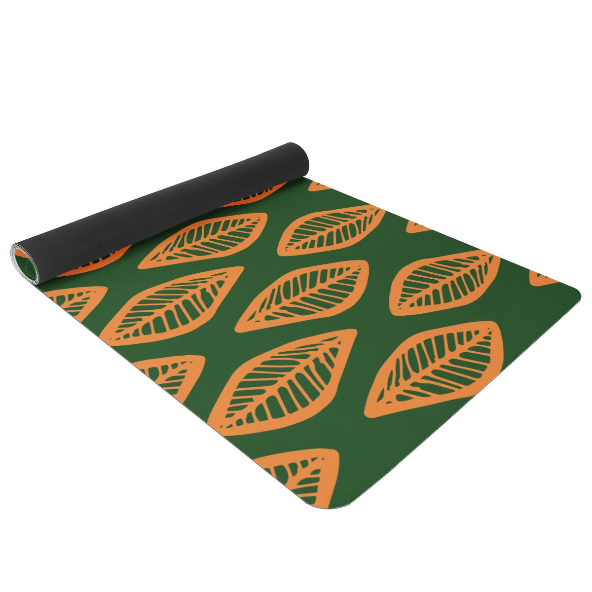 African Mud Cloth #16 Green and Orange Yoga Mat