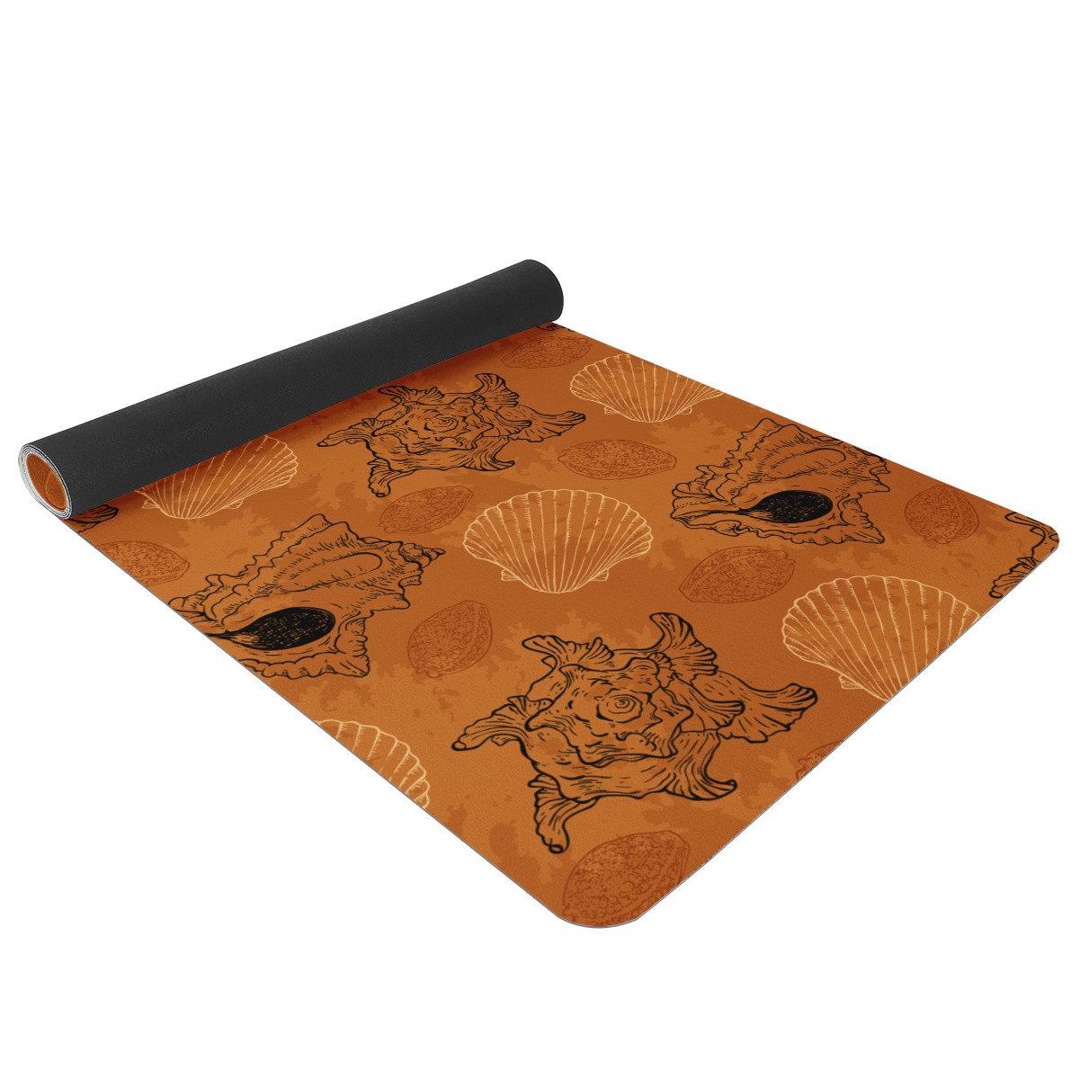 Sea Shell Ocean Design in Orange Yoga Mat