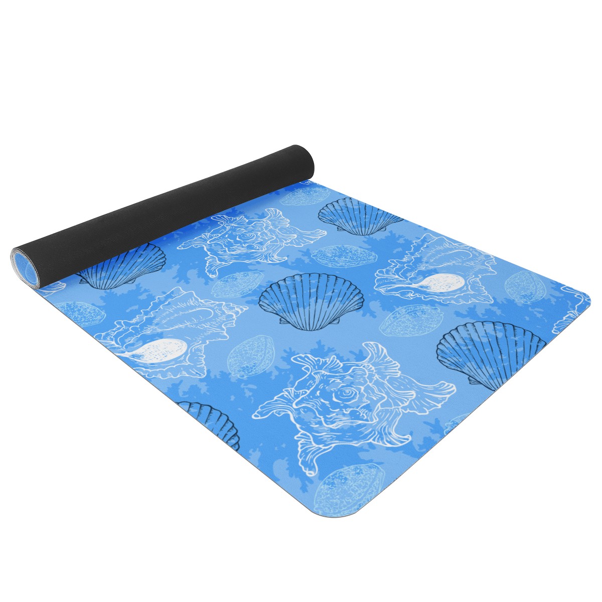 Blue Seashell Ocean Yoga Mat