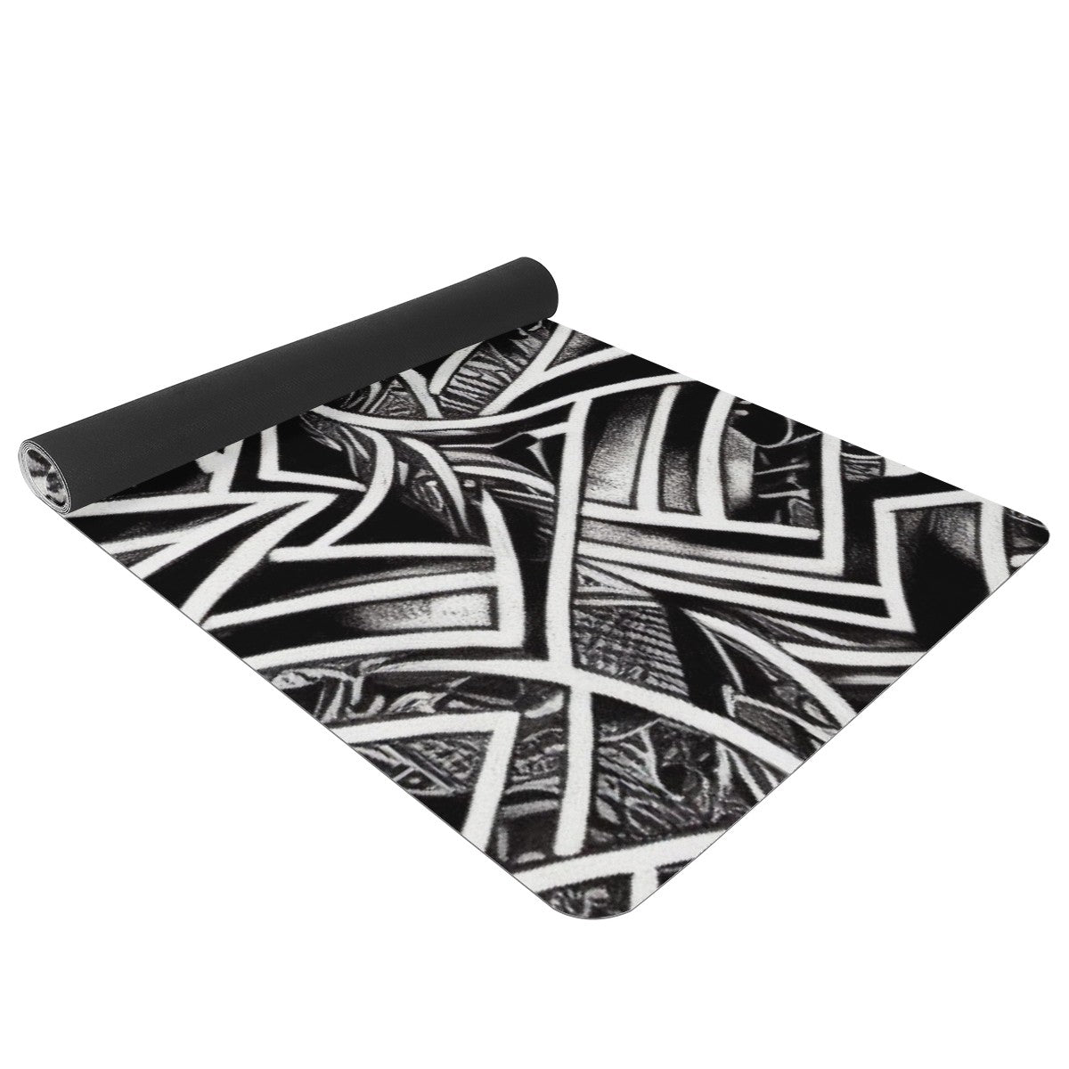 Black and White Polynesian Yoga Mat