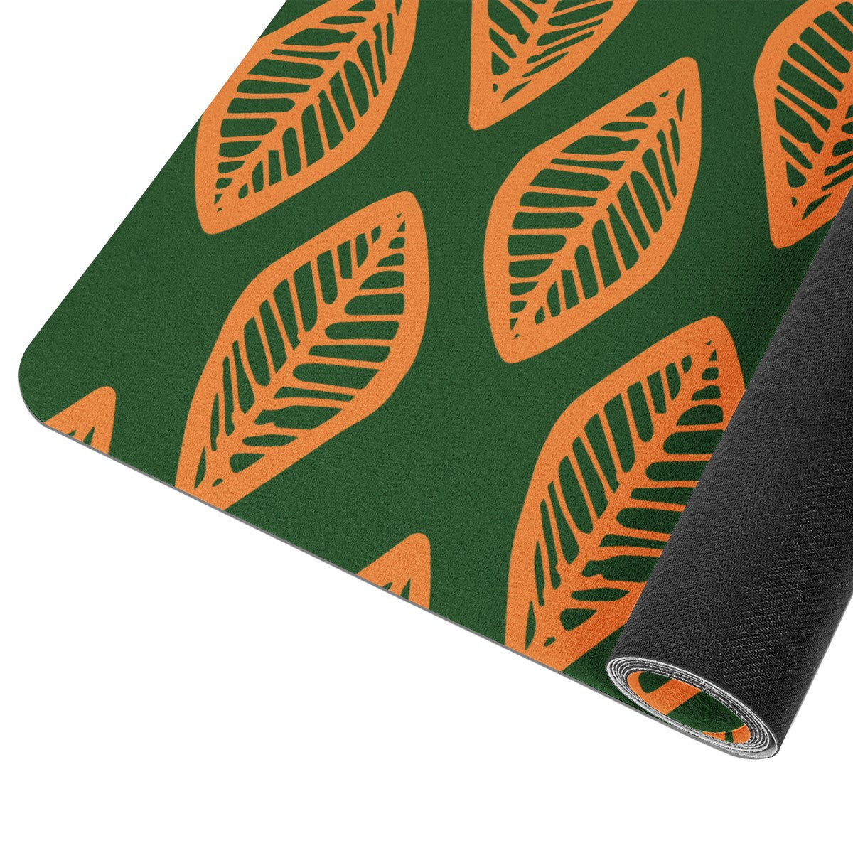 African Mud Cloth #16 Green and Orange Yoga Mat