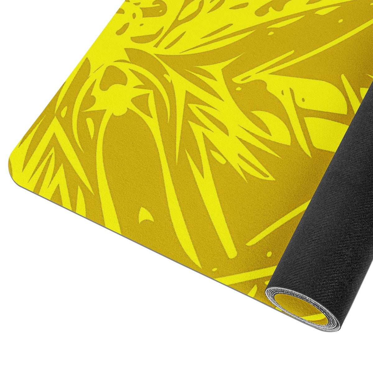 Yellow Fern Vector Abstract Yoga Mat