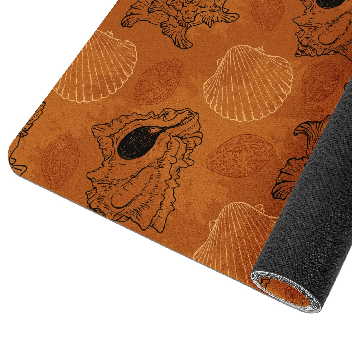 Sea Shell Ocean Design in Orange Yoga Mat