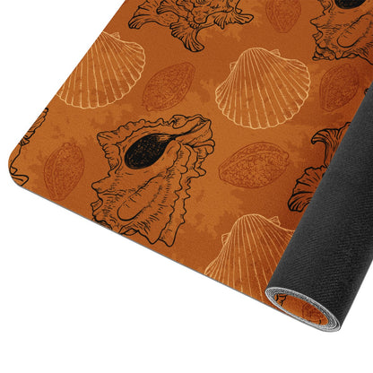 Sea Shell Ocean Design in Orange Yoga Mat