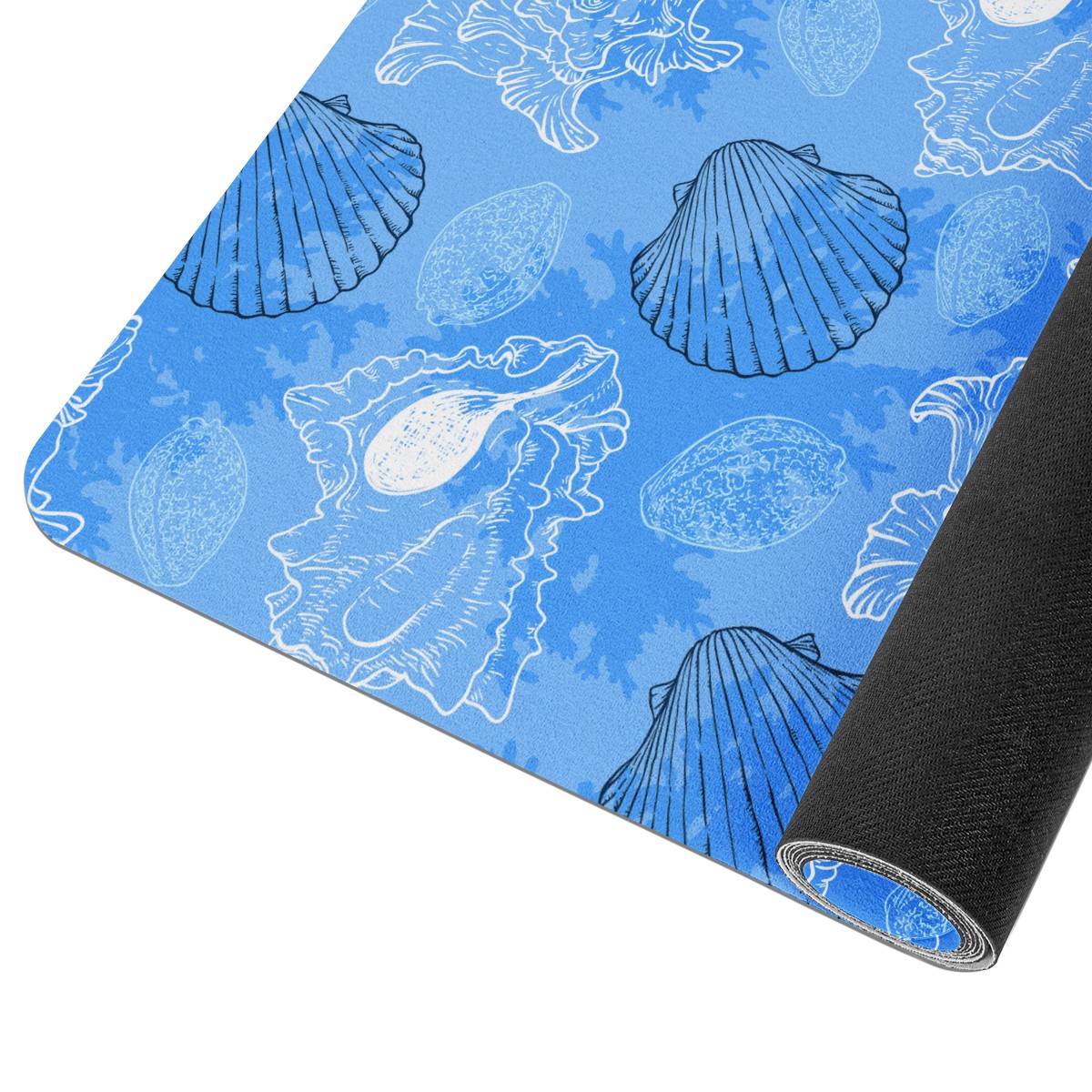 Blue Seashell Ocean Yoga Mat