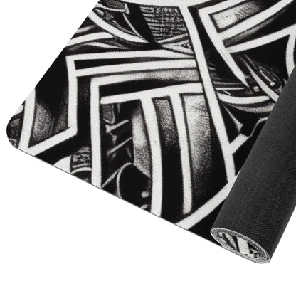 Black and White Polynesian Yoga Mat