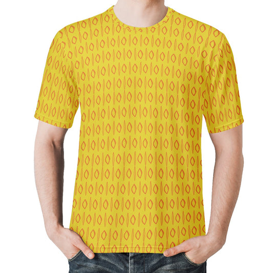 African | Ethnic | Mudcloth | #14 Yellow Men's  Basic Tee