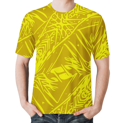 Yellow Fern Vector Abstract Men's  Basic Tee