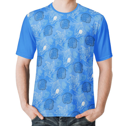 Blue Seashell Ocean Men's  Basic Tee