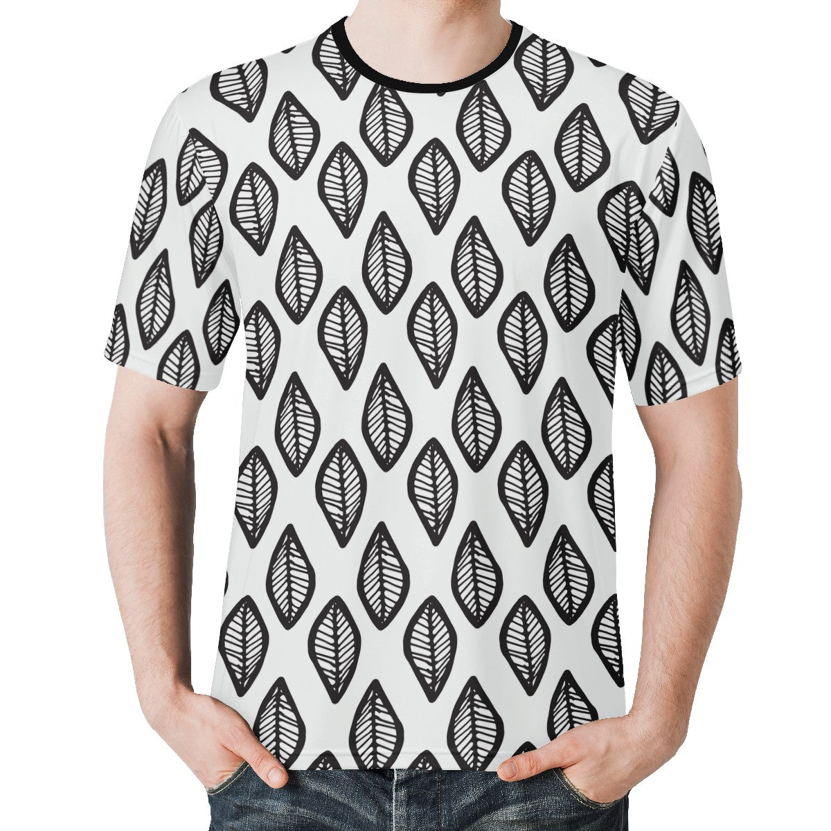 African | Ethnic | Mudcloth | #16 Black and White Men's  Basic Tee