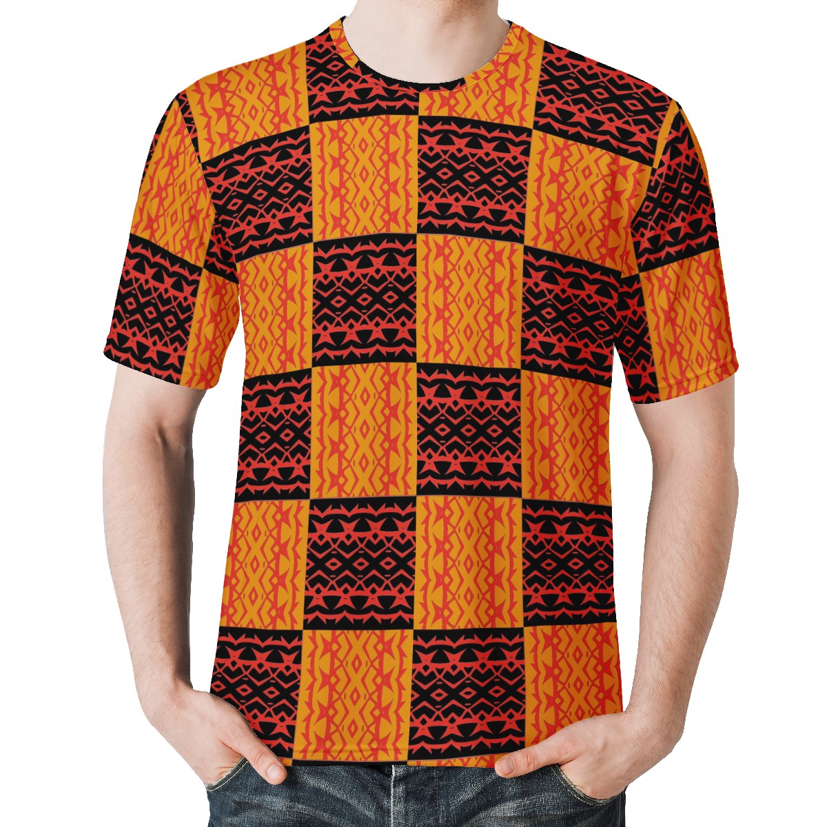 Black and Orange Tribal Design - Men's  Basic Tee