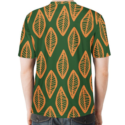 African | Ethnic | Mudcloth | #16 Green and Orange Men's  Basic Tee