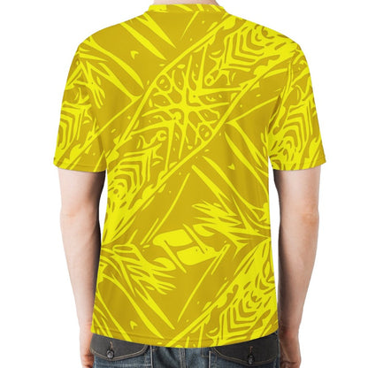 Yellow Fern Vector Abstract Men's  Basic Tee