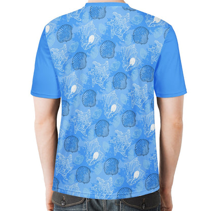 Blue Seashell Ocean Men's  Basic Tee