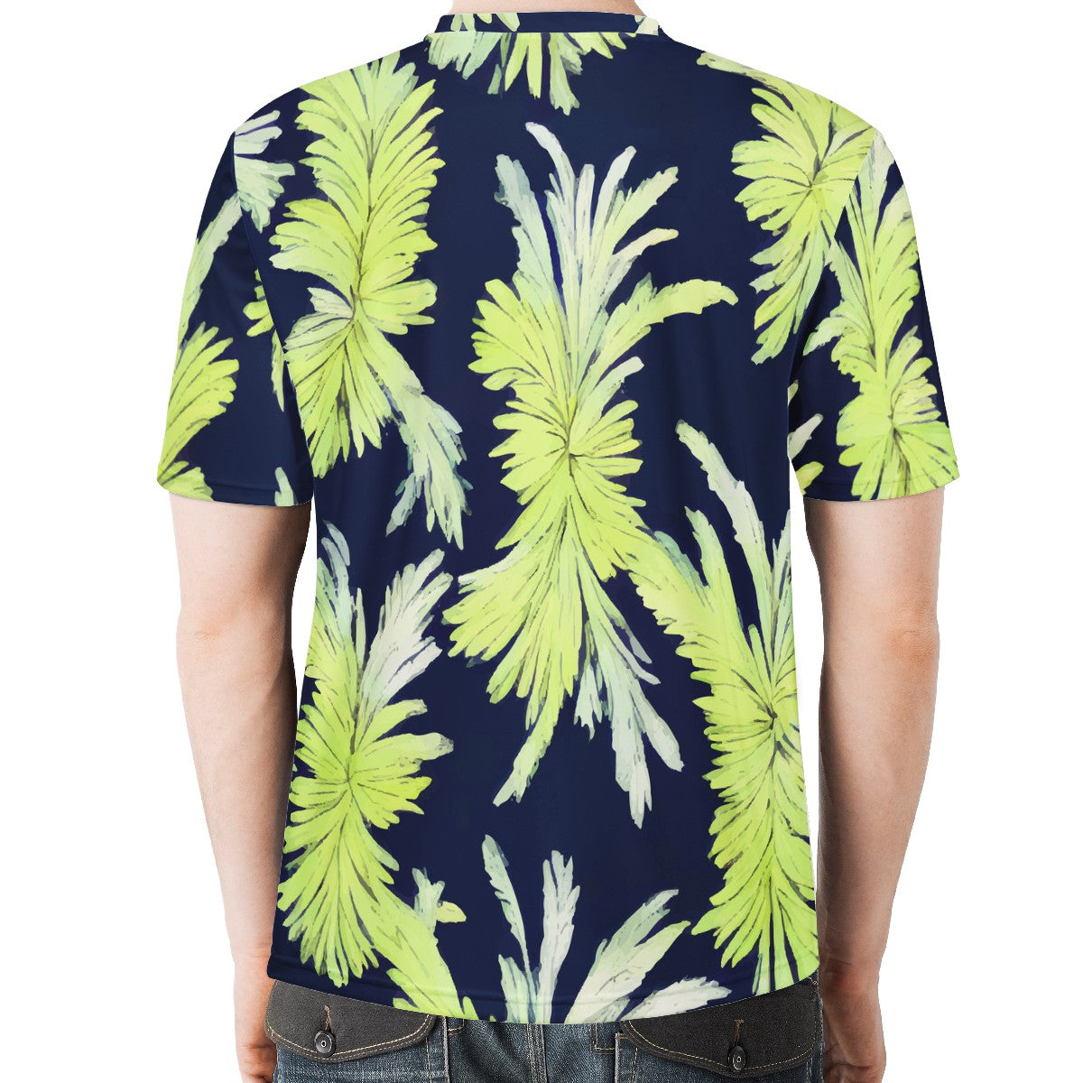 Puakenikeni - Lime Green and Black Men's All Over Print Basic Tee - Luxtrini, LLC