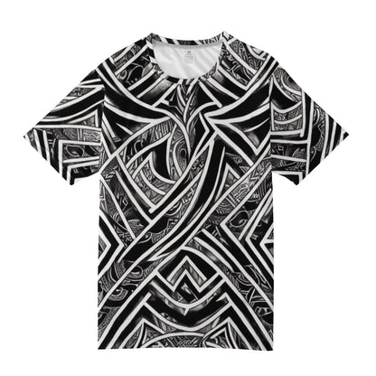 Black and White Polynesian Men's All Over Print Basic Tee