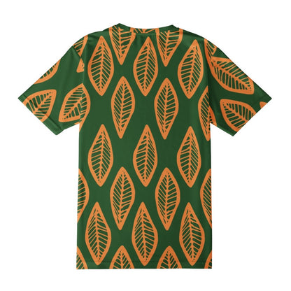 African | Ethnic | Mudcloth | #16 Green and Orange Men's  Basic Tee