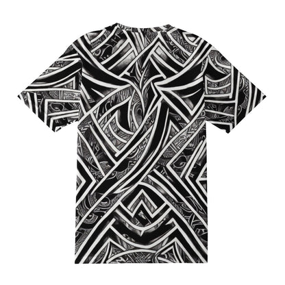 Black and White Polynesian Men's All Over Print Basic Tee