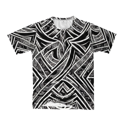 Black and White Polynesian Men's All Over Print Basic Tee