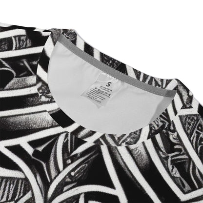 Black and White Polynesian Men's All Over Print Basic Tee