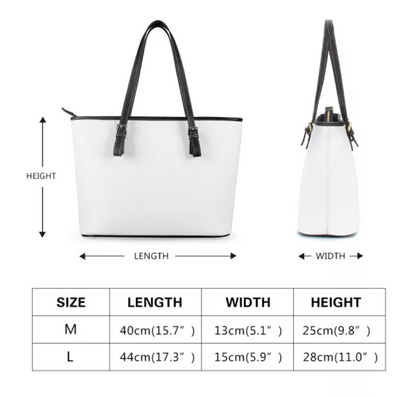 Leather Tote Bag - Black and White Croton Design