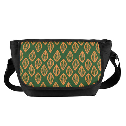 African Mud Cloth #16 Green and Orange Messenger Bags