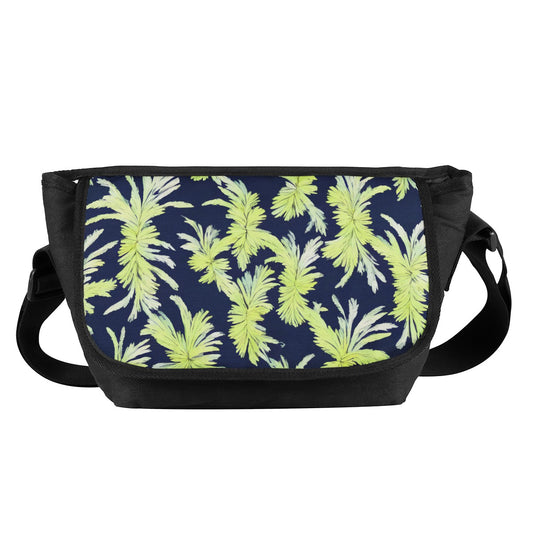 Palm Fronds - Lime Green and Black Messenger Bags